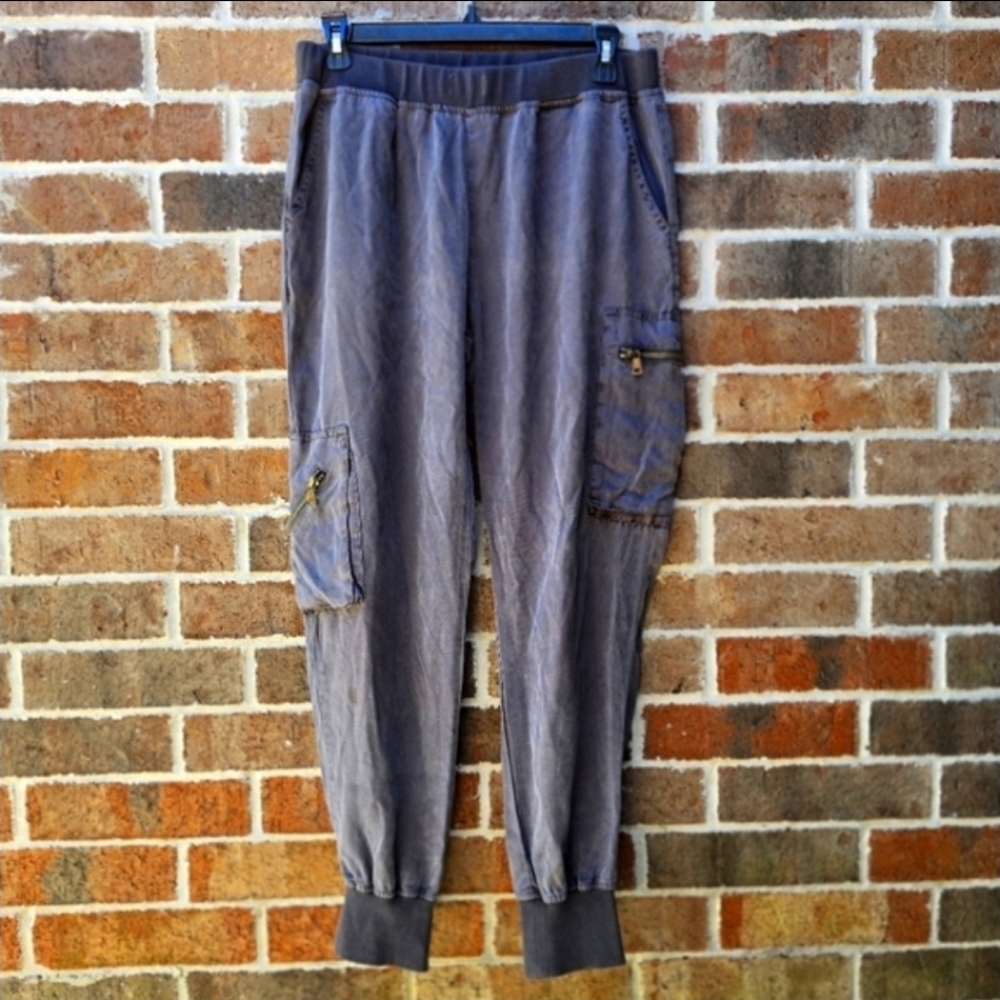 Young Fabulous & Broke Charcoal Cargo Jogger Pants Women’s Size S Elastic Waist